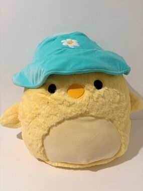 Fuzz-a-mallows Squishmallows 16" Triston the Yellow Chick with Mint Bucket Hat